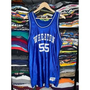 Vintage 80s DeLong Wheaton College Blue Men's 48 Basketball Jersey
